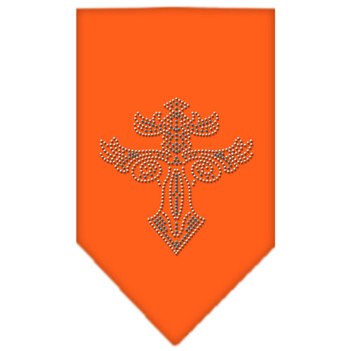 Warriors Cross Rhinestone Bandana Orange Large